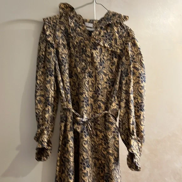 SANDRO Floral Print Mini Dress GOLD BLUE Mini Dresses - Picture 5 of 8